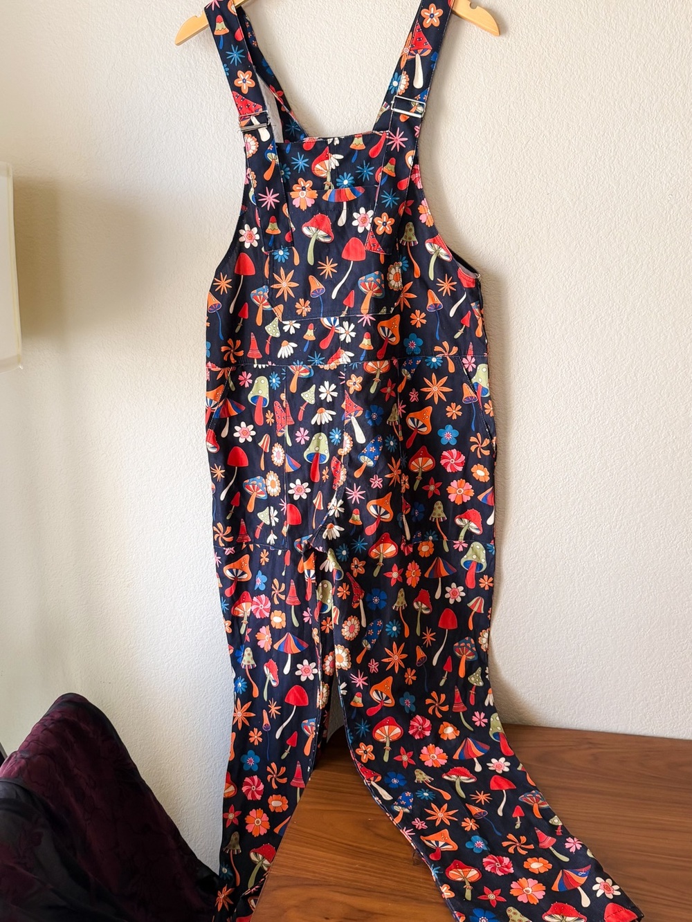 L.A. Soul Mushroom Floral Cottagecore Overalls Boho Fairy Grunge Romper M